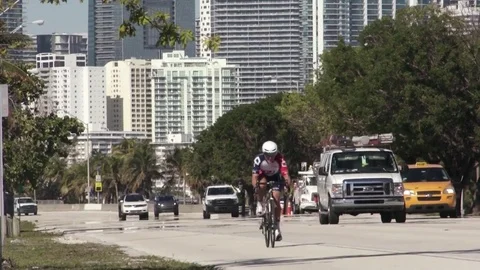 Professional Cyclist in Key Biscayne, Miami, FL Video stock 84626064