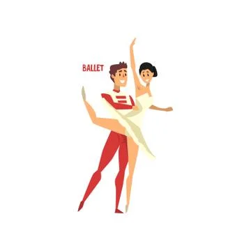 Professional dancer couple dancing ballet vector Illustration on a white Ilustración de archivo