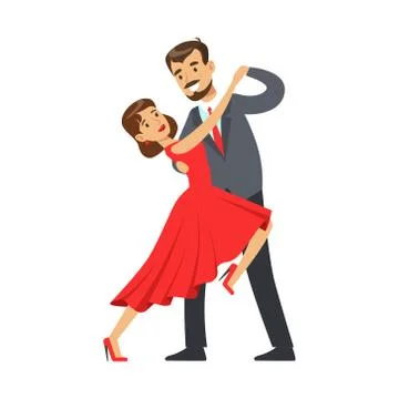 Professional dancer couple dancing tango colorful character vector Illustration Stock Illustration