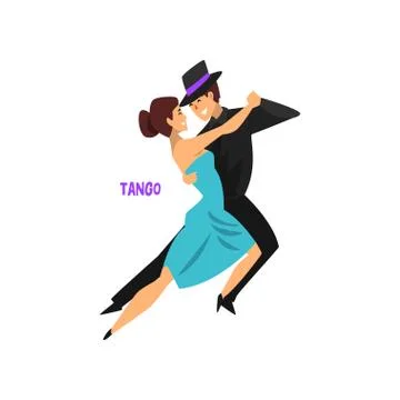 Professional dancer couple dancing tango, pair of young man and woman dressed in Ilustração Stock