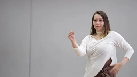 Professional dancer performing modern choreography in studio Stock Footage 308660896