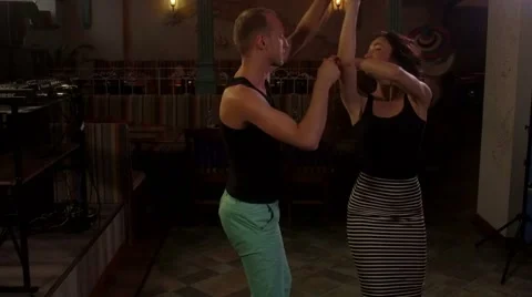 Professional dancers dance with passion, slowmo Stock Footage 68984547