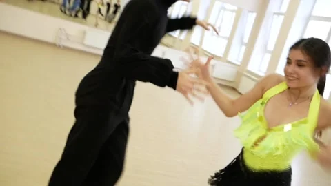 Professional dancers make a dance performance Stock Footage 185435895