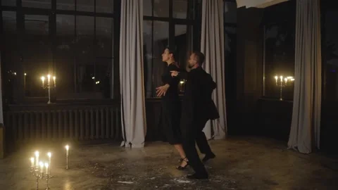 Professional dancers performing tango in the dark Stock Footage 289194310
