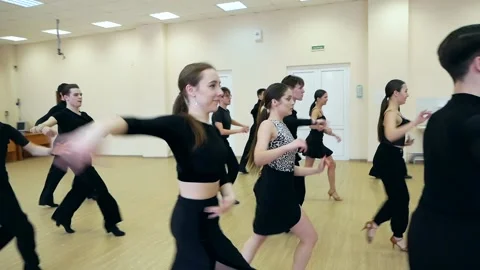 Professional dancers prepare for a dance performance Stock Footage 185434757