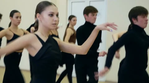 Professional dancers prepare for a dance performance Stock Footage 185434819