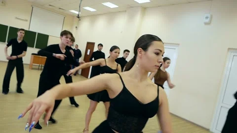 Professional dancers prepare for a dance performance Stock Footage 185435032