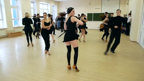 Professional dancers prepare for a dance performance. Stock Footage 185435399
