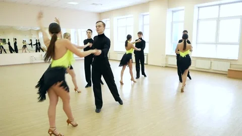 Professional dancers prepare for a dance performance Stock Footage 185435878