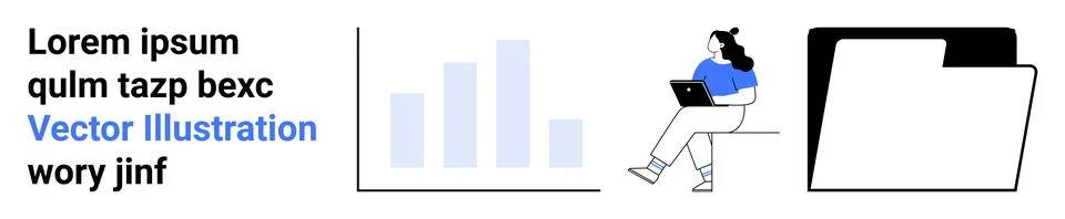 Professional Data Analysis and Organization Concept with Graphs and Folder Stock Illustration