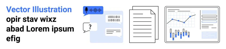 Professional Data Analysis and Research Presentation with Graphs, Documents.. Illustrazione stock