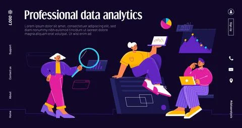Professional data analytics banner Stock Illustration