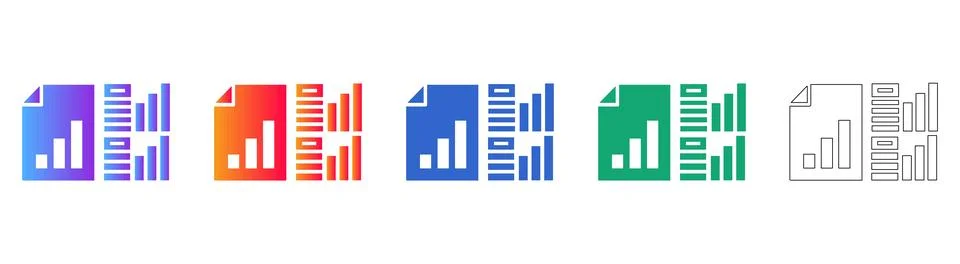 Professional Data Reporting and Analytics Icon Set Stock Illustration