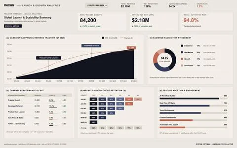 Professional data visualization interface featuring financial charts, user ac Stock Illustration