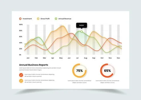 Professional Data Visualization Slide Template for Annual Reports 스톡 일러스트