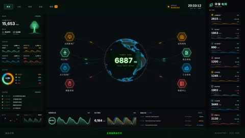 Professional data visualization of smart grid energy management and renewab.. Video stock 334656553