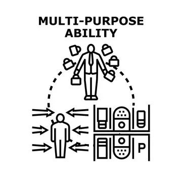 Professional demonstrating multi purpose ability and task management Stock Illustration