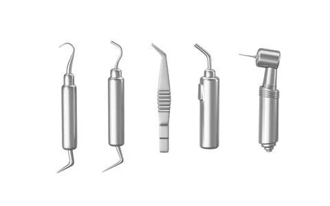 Professional dental tools. Metal medical equipment. Teeth care, health conc.. 스톡 일러스트