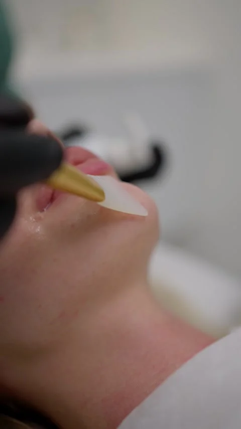 Professional dermatologist removing deep acne and blackheads from female facial Stock Footage 264979951