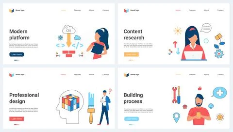 Professional design, content development and research, modern digital platforms 스톡 일러스트