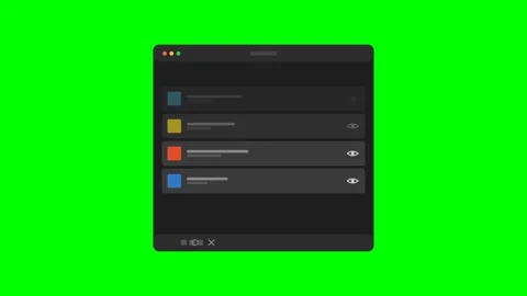 Professional Design Software Layer Panel Animation with Stacking and Visibi.. Stock Footage 346612742