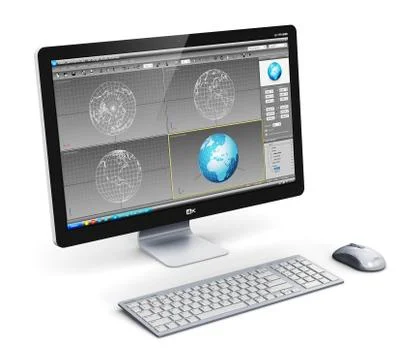 Professional desktop computer workstation Illustrazione stock
