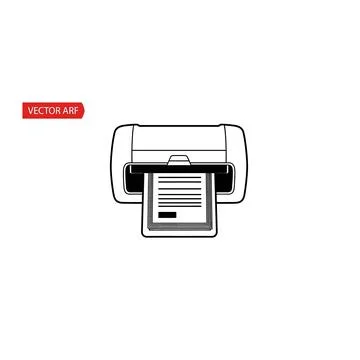 Professional desktop printer line art illustration for office use Stock Illustration