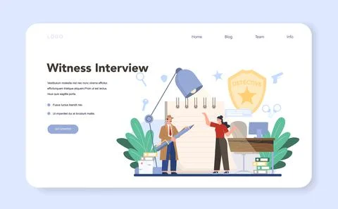 Professional detective web banner or landing page. Agent investigating イラスト素材