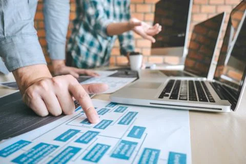 Professional Developer programmer cooperation meeting and brainstorming and p Stock Photos