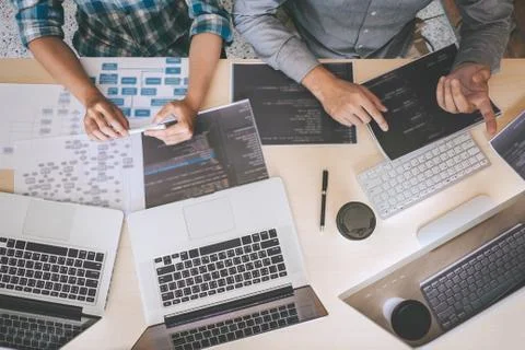 Professional Developer programmer cooperation meeting and brainstorming and p Stock Photos