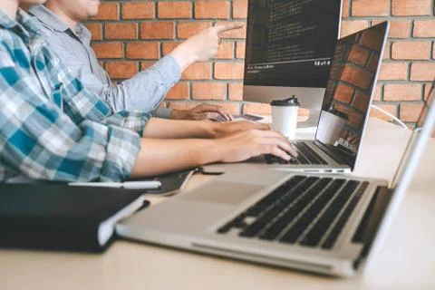 Professional Developer programmer cooperation meeting and brainstorming and p Stock Photos