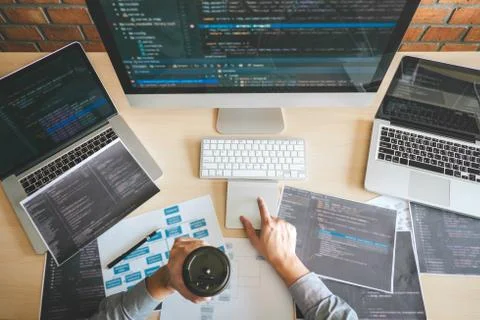 Professional Developer programmer working a software website design and codin Stock Photos