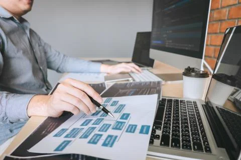 Professional Developer programmer working a software website design and codin Stock Photos