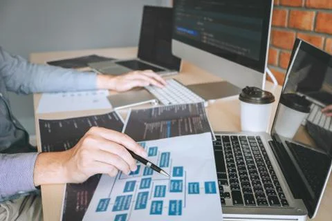 Professional Developer programmer working a software website design and codin Stock Photos