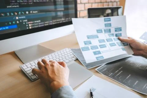 Professional Developer programmer working a software website design and codin Foto stock