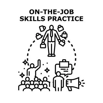 Professional developing expertise during on the job practice 스톡 일러스트