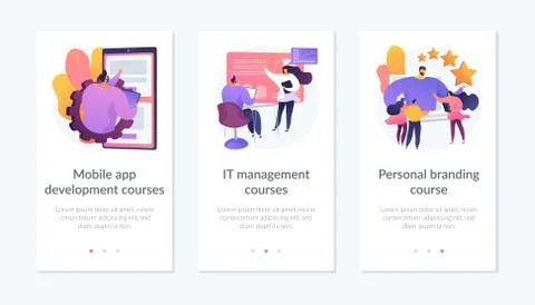 Professional development app interface template. Illustrazione stock