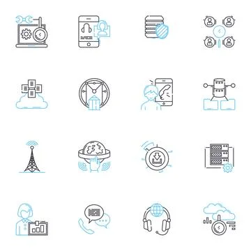 Professional development linear icons set. Growth, Education, Advancement Ilustración de archivo