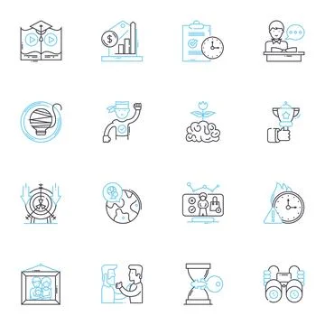Professional development linear icons set. Skills, Training, Growth, Learning 스톡 일러스트