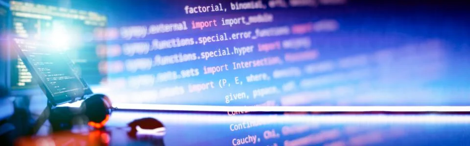 Professional Development programmer working background. Coding technologies w Stock-Fotos