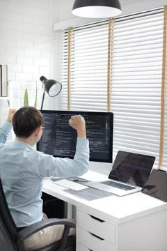 Professional development programmers are delighted with their successful and 스톡 사진