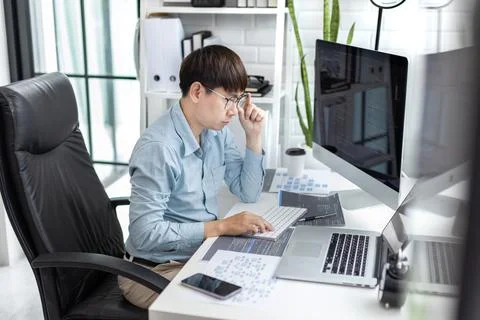 Professional development programmers are sit on a desk with work equipment su 写真素材