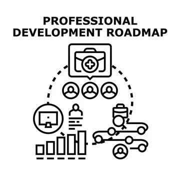 Professional development roadmap planning career growth strategy Stock Illustration