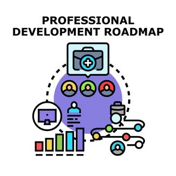 Professional development roadmap planning career growth strategy Stock Illustration