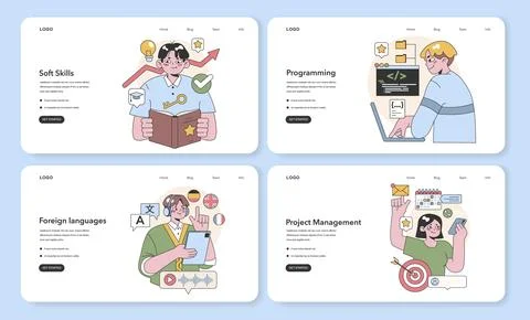 Professional development set. . Flat vector illustration Stock Illustration