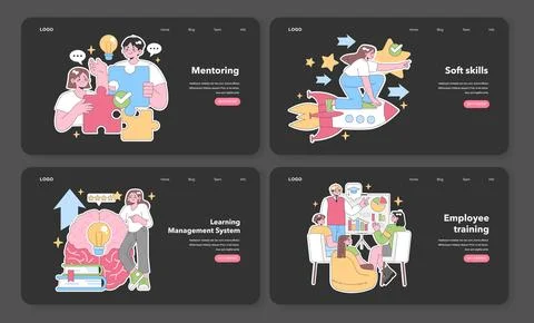 Professional Development set. Flat vector illustration Stock Illustration