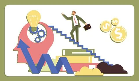 Professional development, trainings. Striving for new knowledge. Stock-Illustration