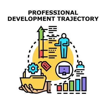 Professional development trajectory planning business career growth Illustrazione stock