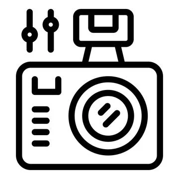 Professional digital camera with flash and settings buttons Stock Illustration