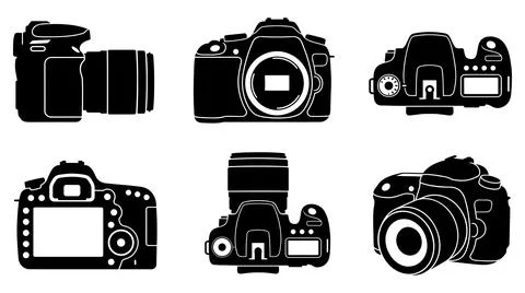 Professional digital camera silhouette collection vector graphic design 库存插图
